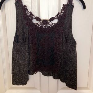 Grey/black crop tank top